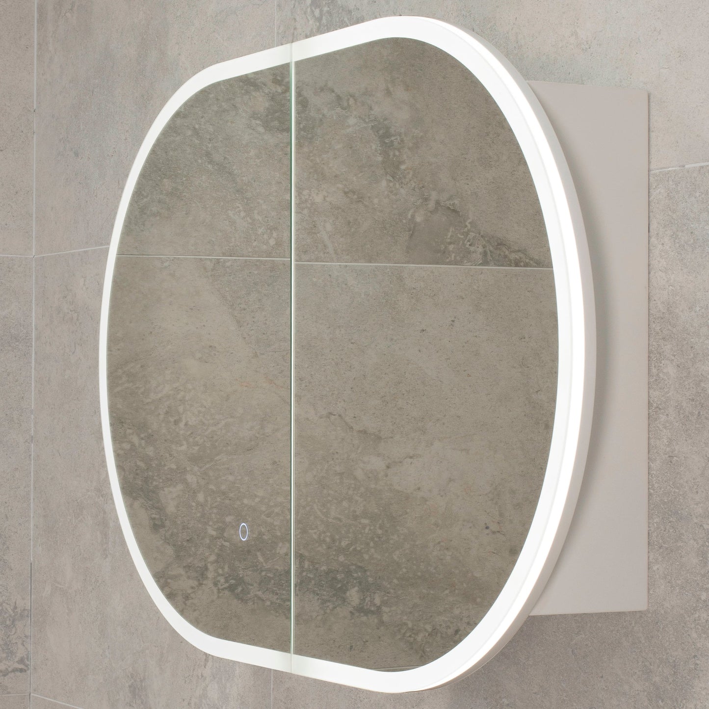 Pill Oval 900mm x 600mm Frontlit LED Mirrored Shaving Cabinet, Matte White