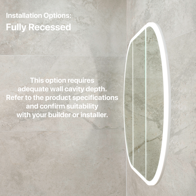 Pill Oval 1200mm x 750mm Frontlit LED Mirrored Shaving Cabinet, Matte White