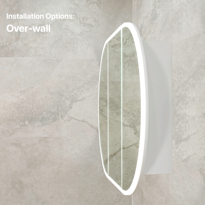 Pill Oval 1200mm x 750mm Frontlit LED Mirrored Shaving Cabinet, Matte White