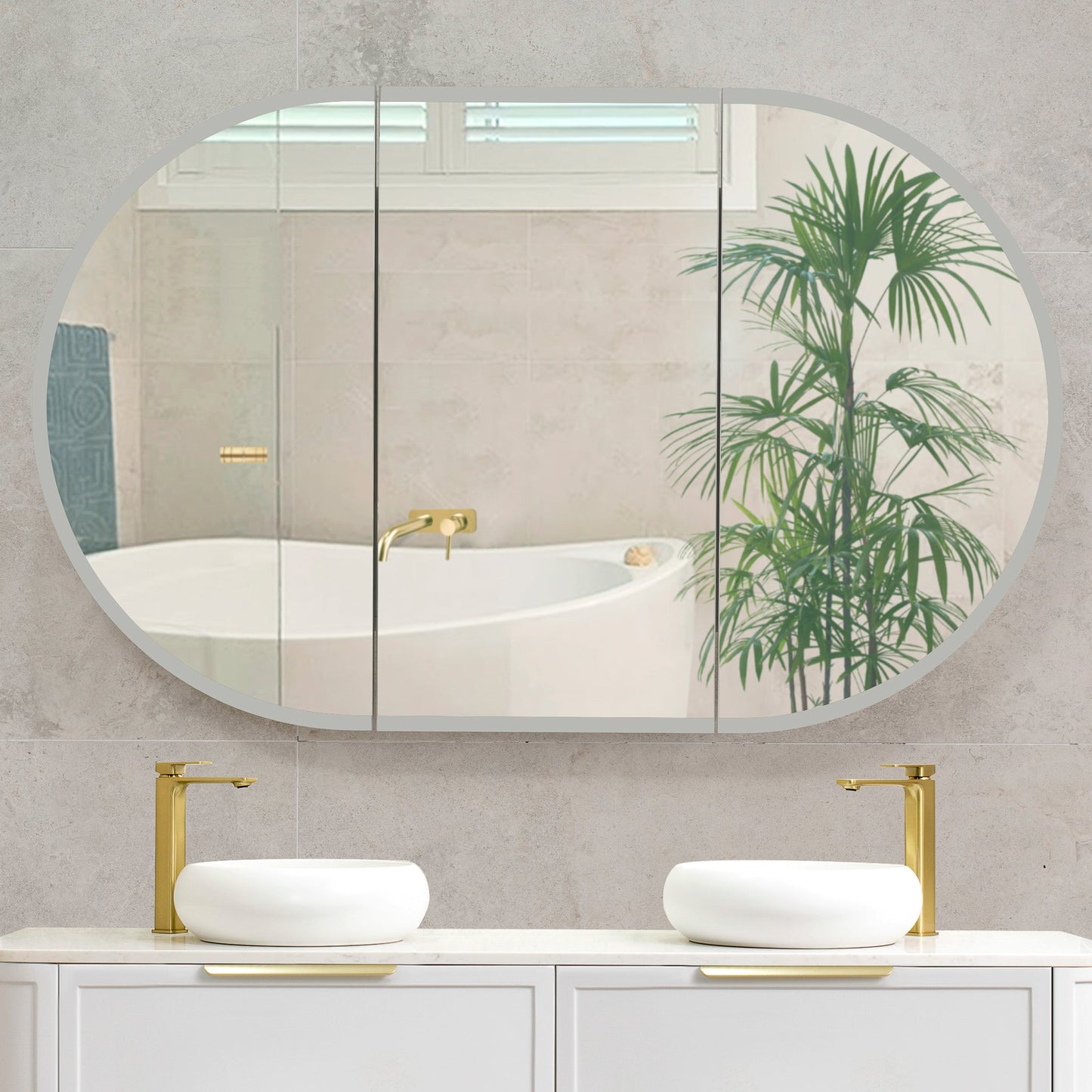 Pill Oval 1200mm x 750mm Frontlit LED Mirrored Shaving Cabinet, Matte Black