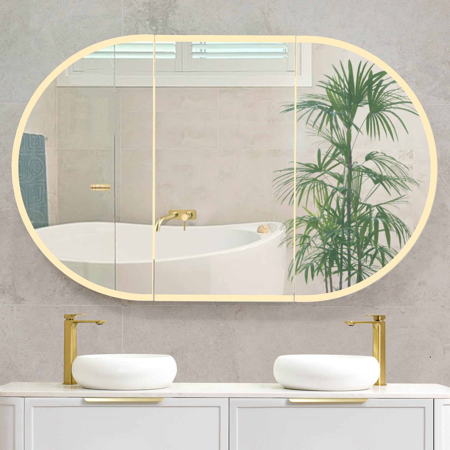 Pill Oval 1200mm x 750mm Frontlit LED Mirrored Shaving Cabinet, Matte Black