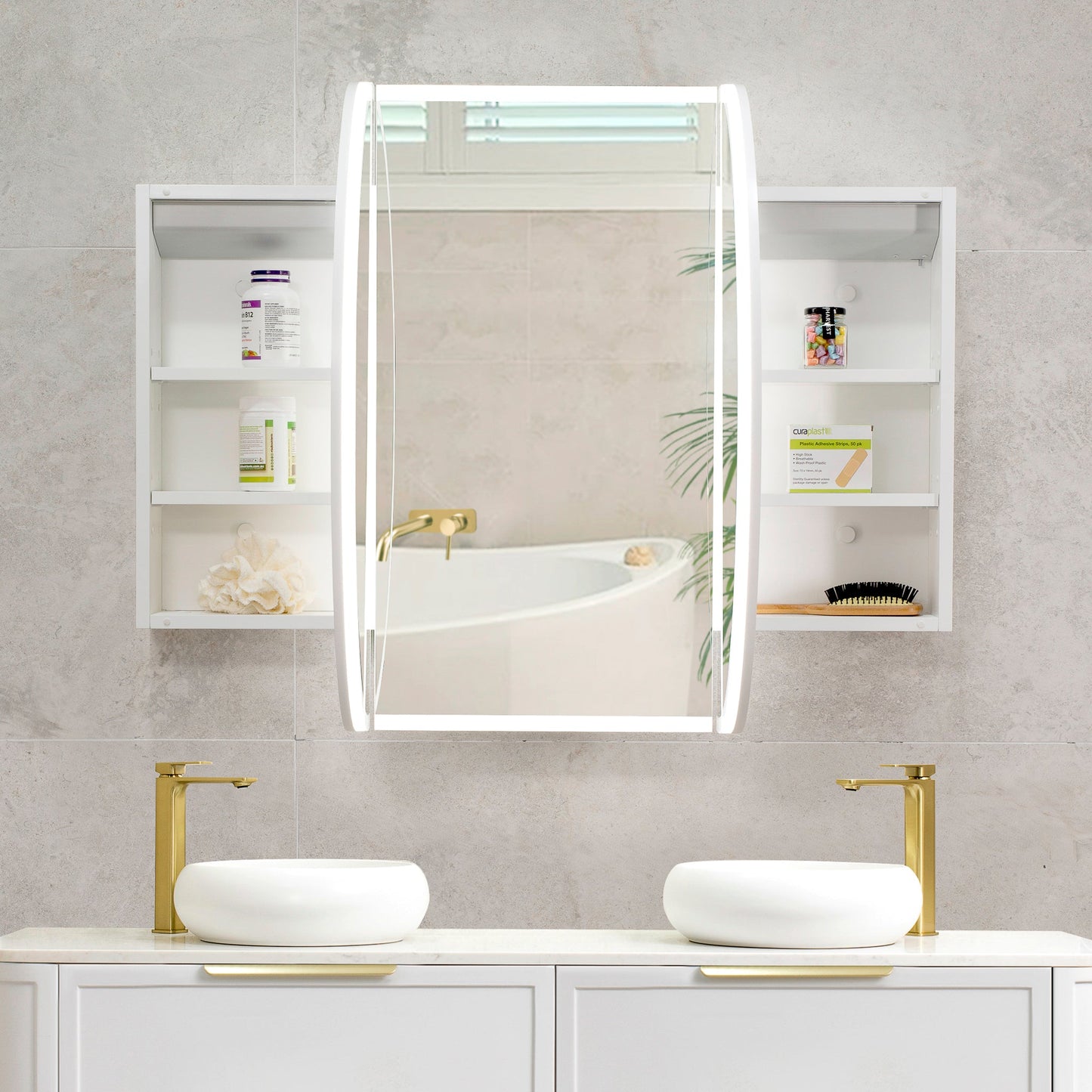 Pill Oval 1200mm x 750mm Frontlit LED Mirrored Shaving Cabinet, Matte White