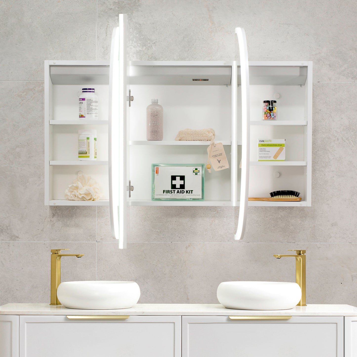 Pill Oval 1200mm x 750mm Frontlit LED Mirrored Shaving Cabinet, Matte White