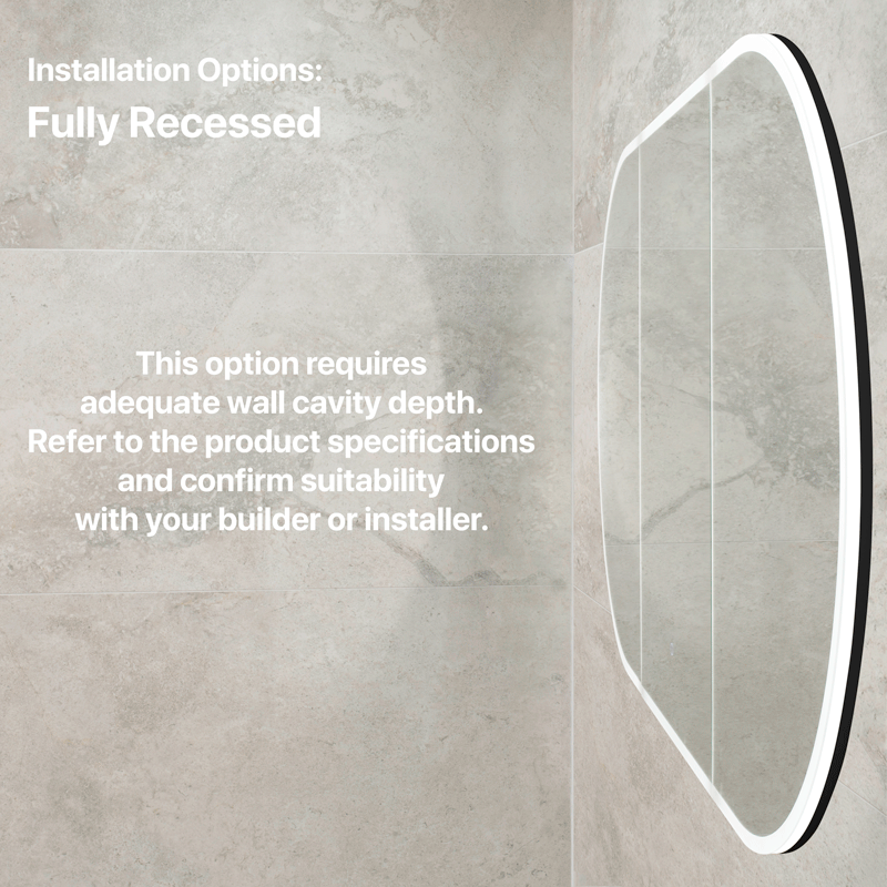 Pill Oval 1800mm x 900mm Frontlit LED Mirrored Shaving Cabinet, Matte Black