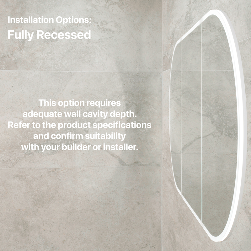 Pill Oval 1800mm x 900mm Frontlit LED Mirrored Shaving Cabinet, Matte White