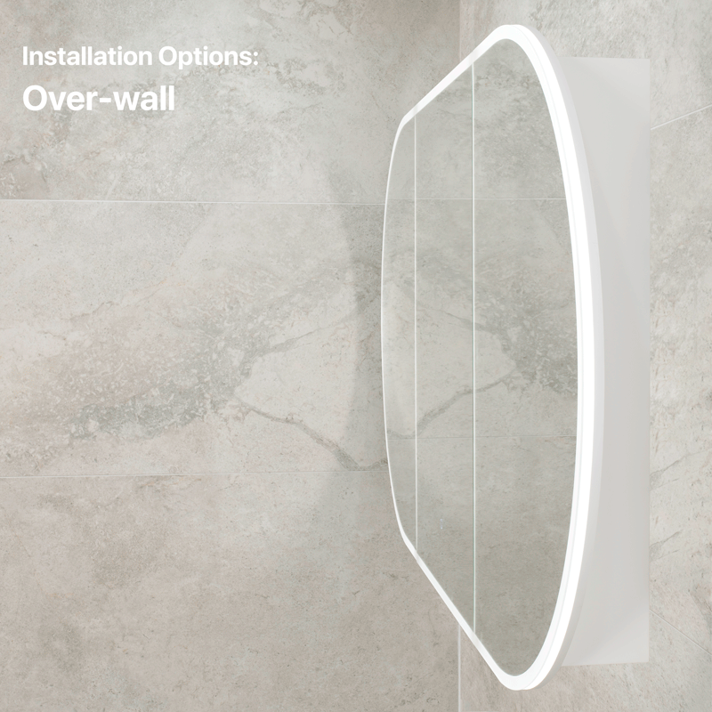Pill Oval 1800mm x 900mm Frontlit LED Mirrored Shaving Cabinet, Matte White