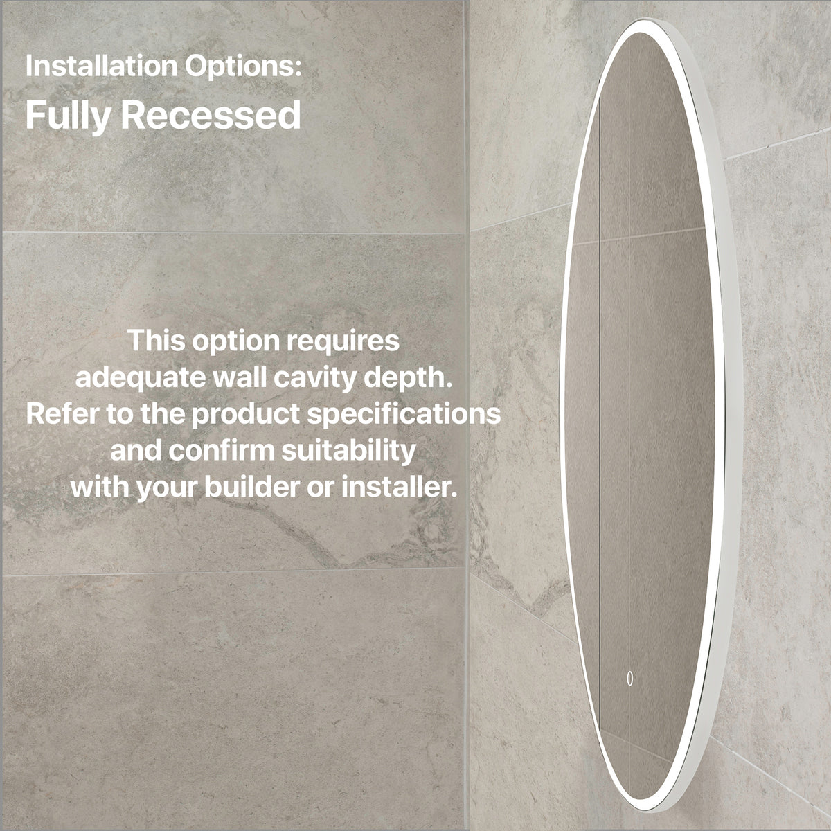 Circa Round 900mm  Frontlit LED Mirrored Shaving Cabinet, Matte White