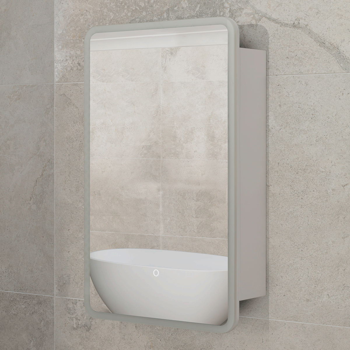 Retti Rectangular 450mm x 750mm Frontlit LED Mirrored Shaving Cabinet, Matte White