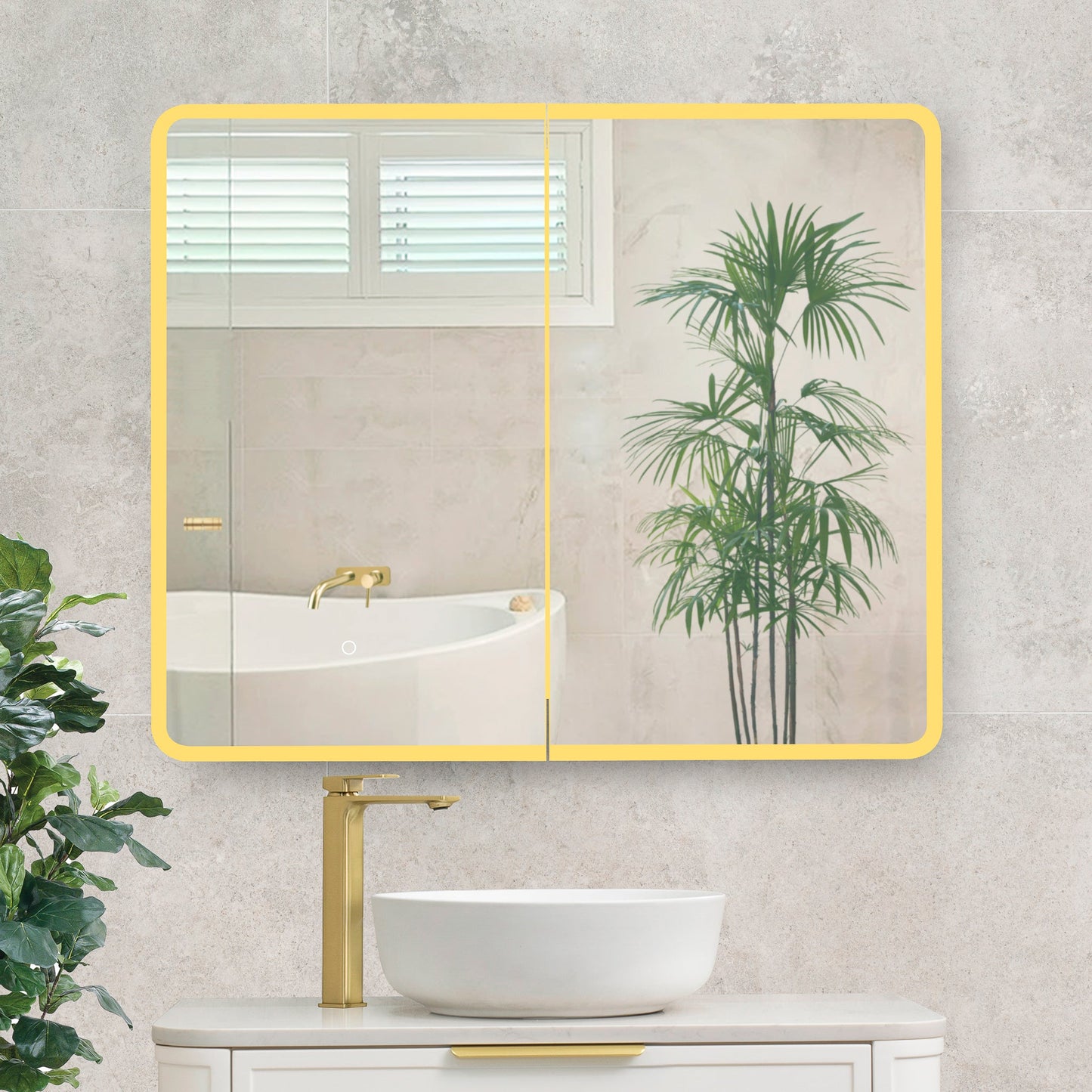 Retti Rectangular 900mm x 750mm Frontlit LED Mirrored Shaving Cabinet, Matte Black