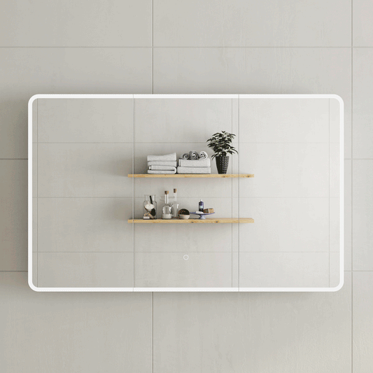 Retti Rectangular 1200mm x 750mm Frontlit LED Mirrored Shaving Cabinet, Matte White