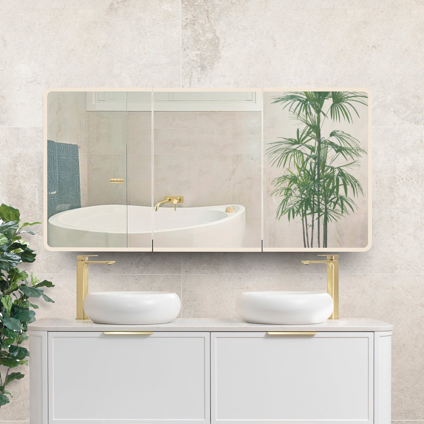 Retti Rectangular 1500mm x 750mm Frontlit LED Mirrored Shaving Cabinet, Matte Black