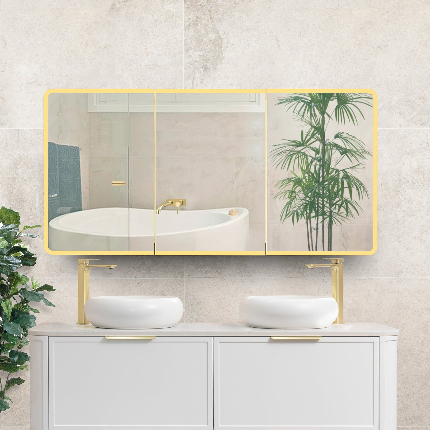 Retti Rectangular 1500mm x 750mm Frontlit LED Mirrored Shaving Cabinet, Matte Black