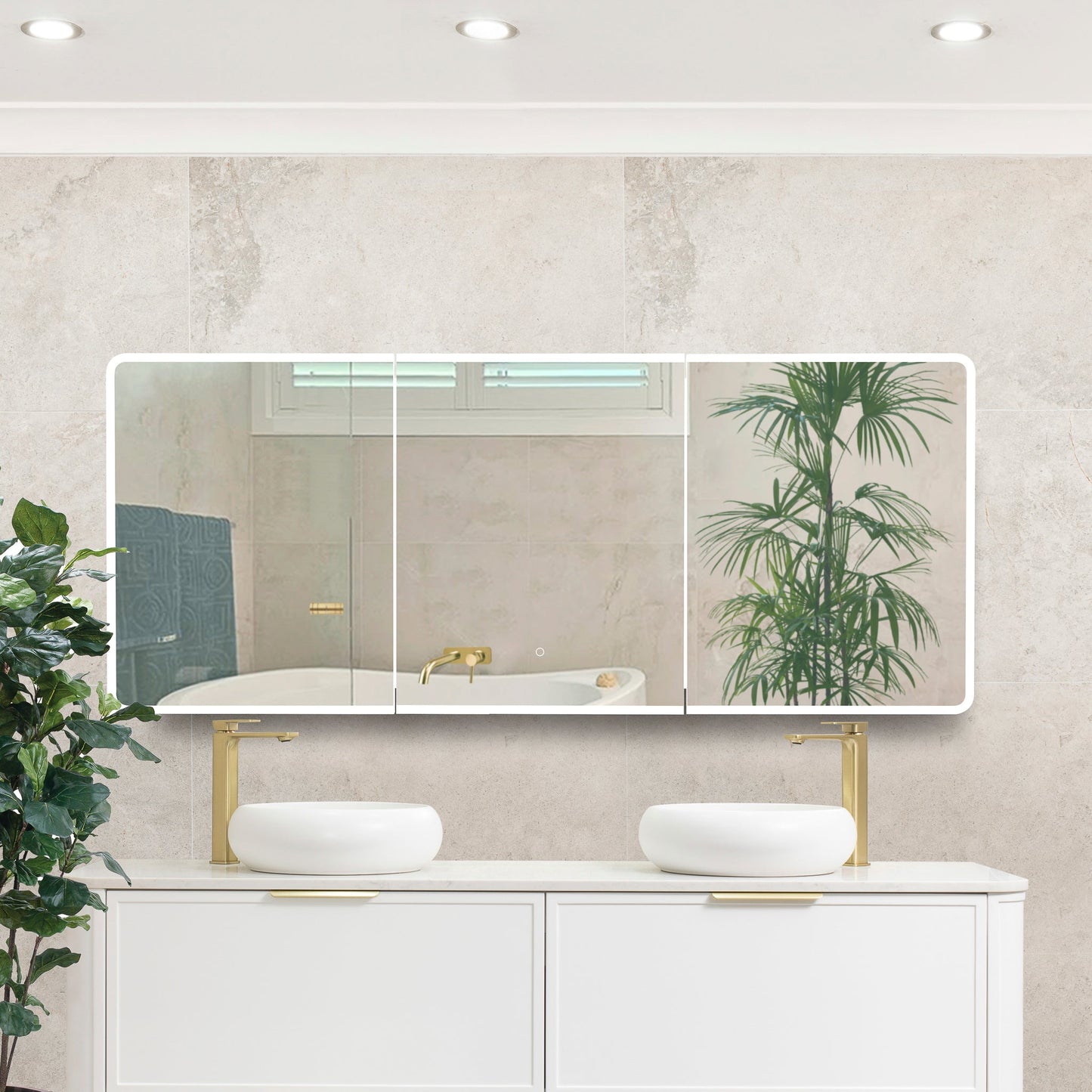 Retti Rectangular 1800mm x 750mm Frontlit LED Mirrored Shaving Cabinet, Matte Black