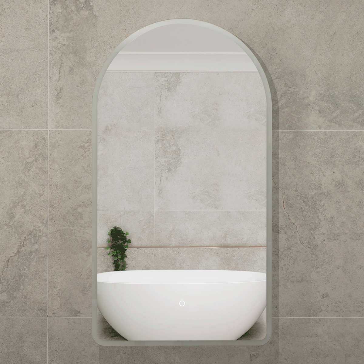 Arco Arch 550mm x 1000mm Frontlit LED Mirrored Shaving Cabinet, Matte Black