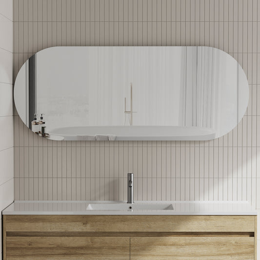 Pill Oval 1500mm x 600mm Frameless Mirror with Polished Edge