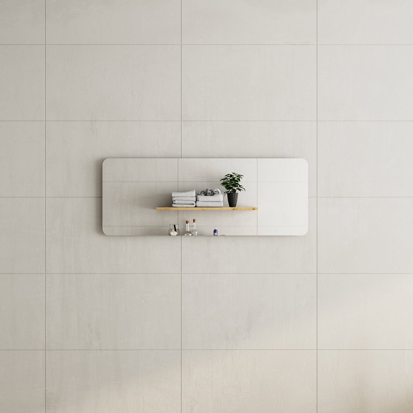 Retti Rectangular 450mm x 1200mm Frameless Mirror with Polished Edge and Rounded Corners