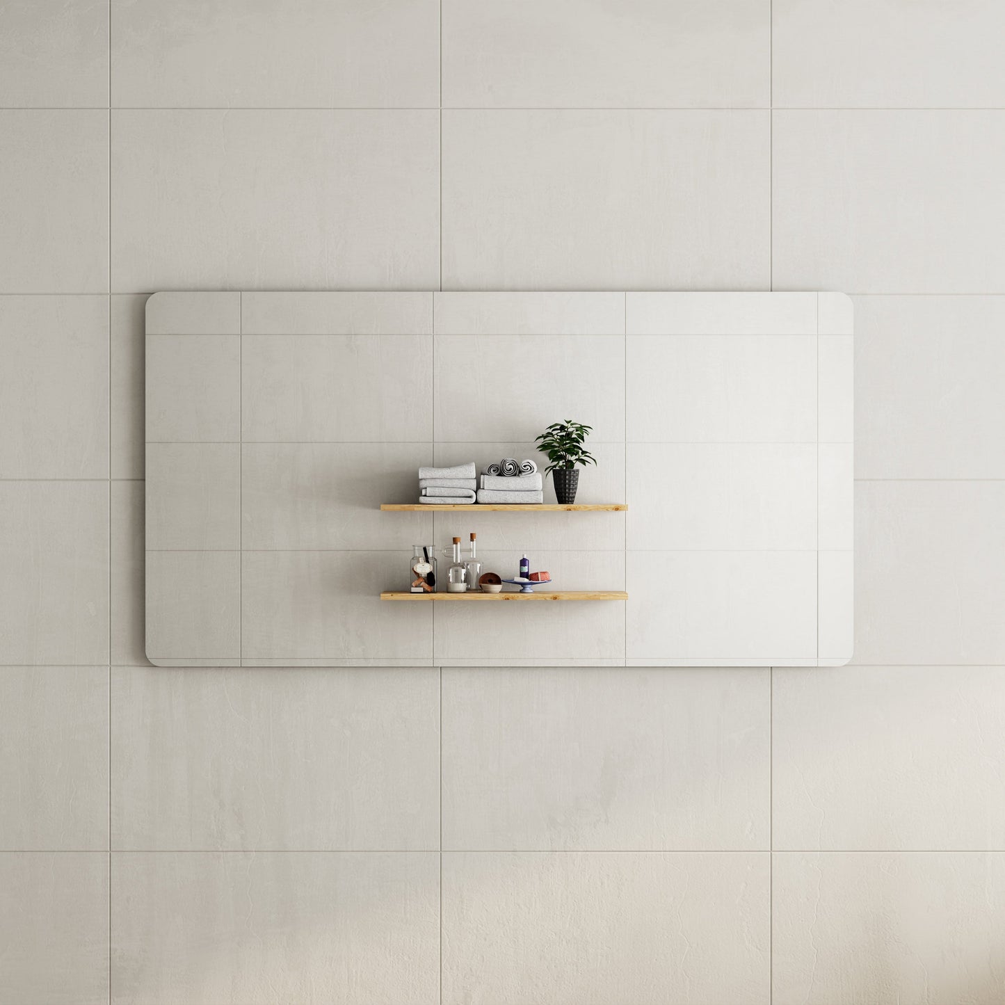 Retti Rectangular 1700mm x 900mm Frameless Mirror with Polished Edge and Rounded Corners