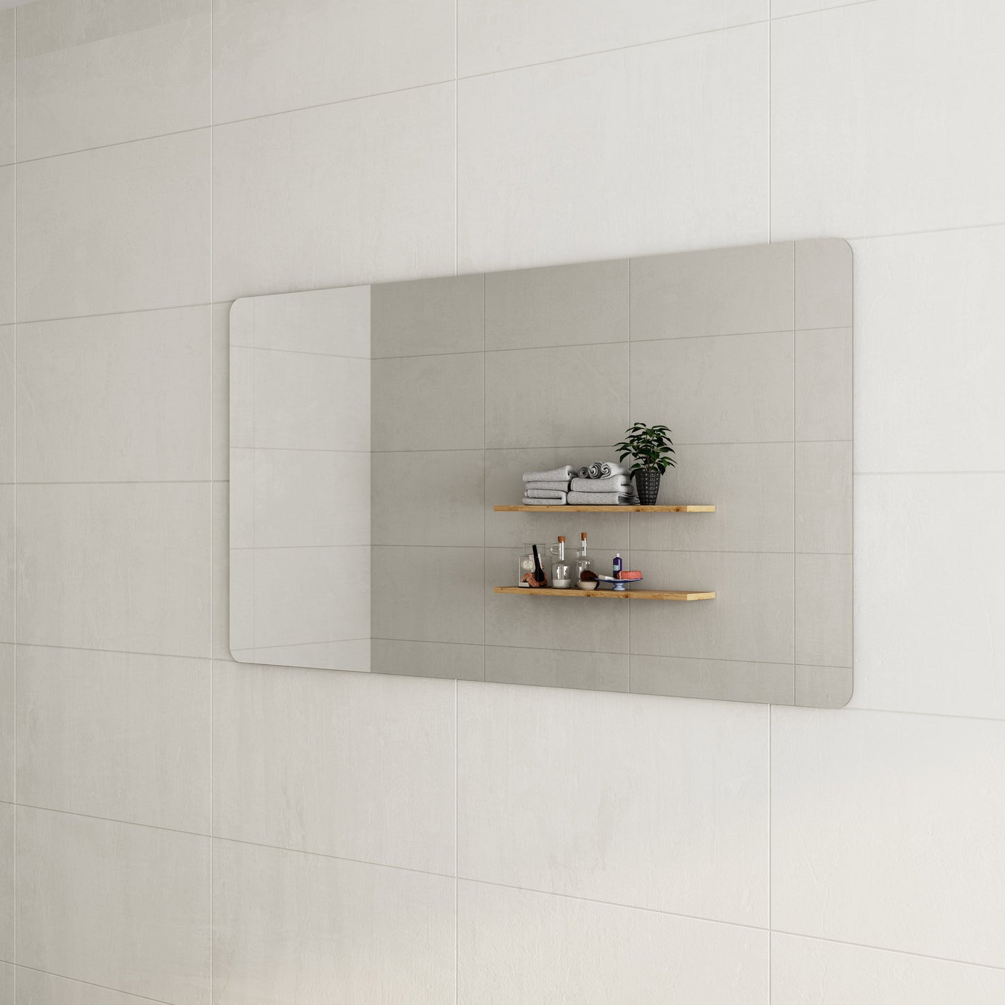 Retti Rectangular 1700mm x 900mm Frameless Mirror with Polished Edge and Rounded Corners