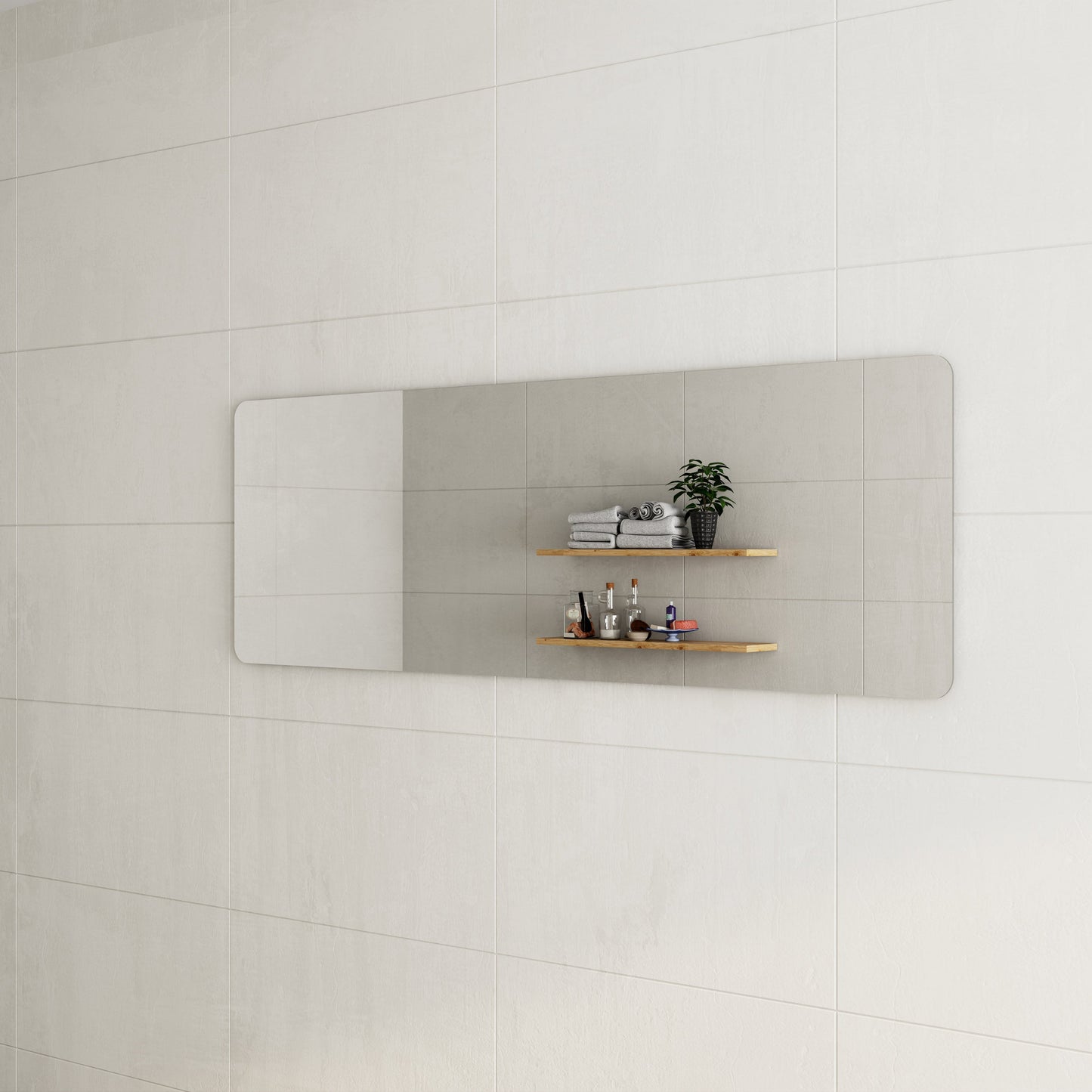 Retti Rectangular 1800mm x 600mm Frameless Mirror with Polished Edge and Rounded Corners