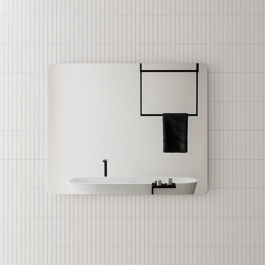 Retti Rectangular 1100mm x 900mm Frameless Mirror with Polished Edge and Round Corners