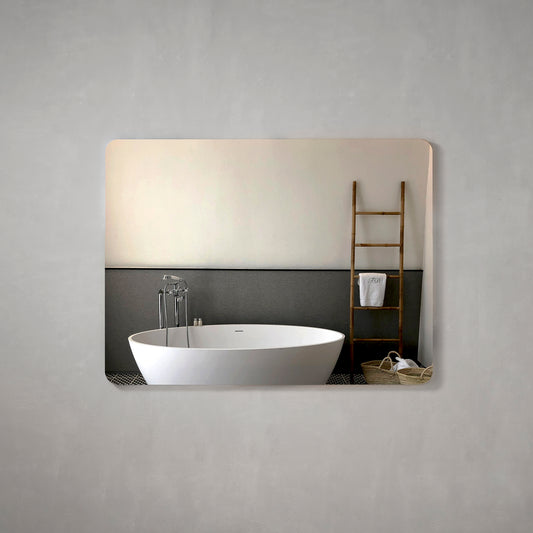 Retti Rectangular 1200mm x 900mm Frameless Mirror with Polished Edge and Round Corners