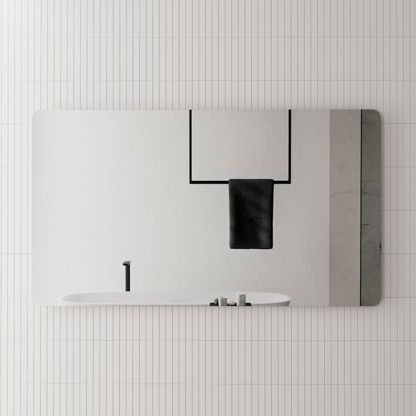 Retti Rectangular 1600mm x 900mm Frameless Mirror with Polished Edge and Round Corners
