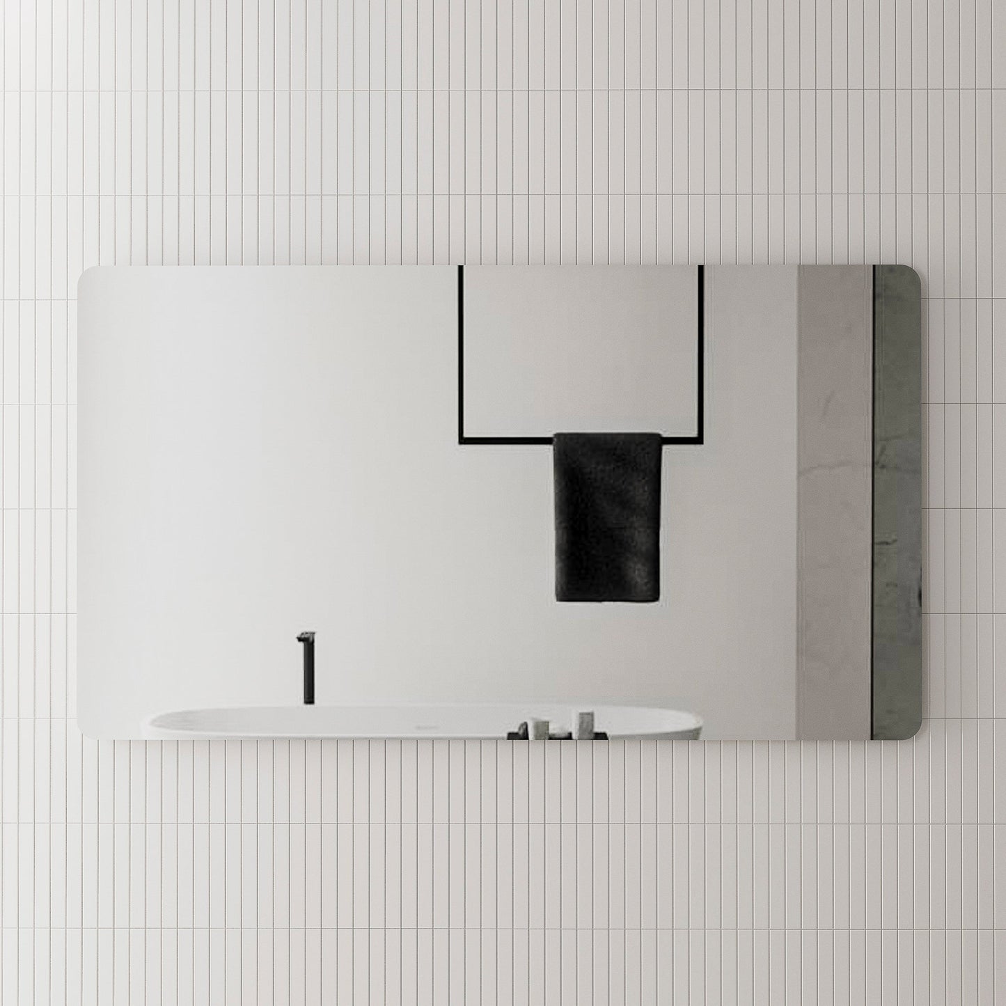 Retti Rectangular 1600mm x 900mm Frameless Mirror with Polished Edge and Rounded Corners