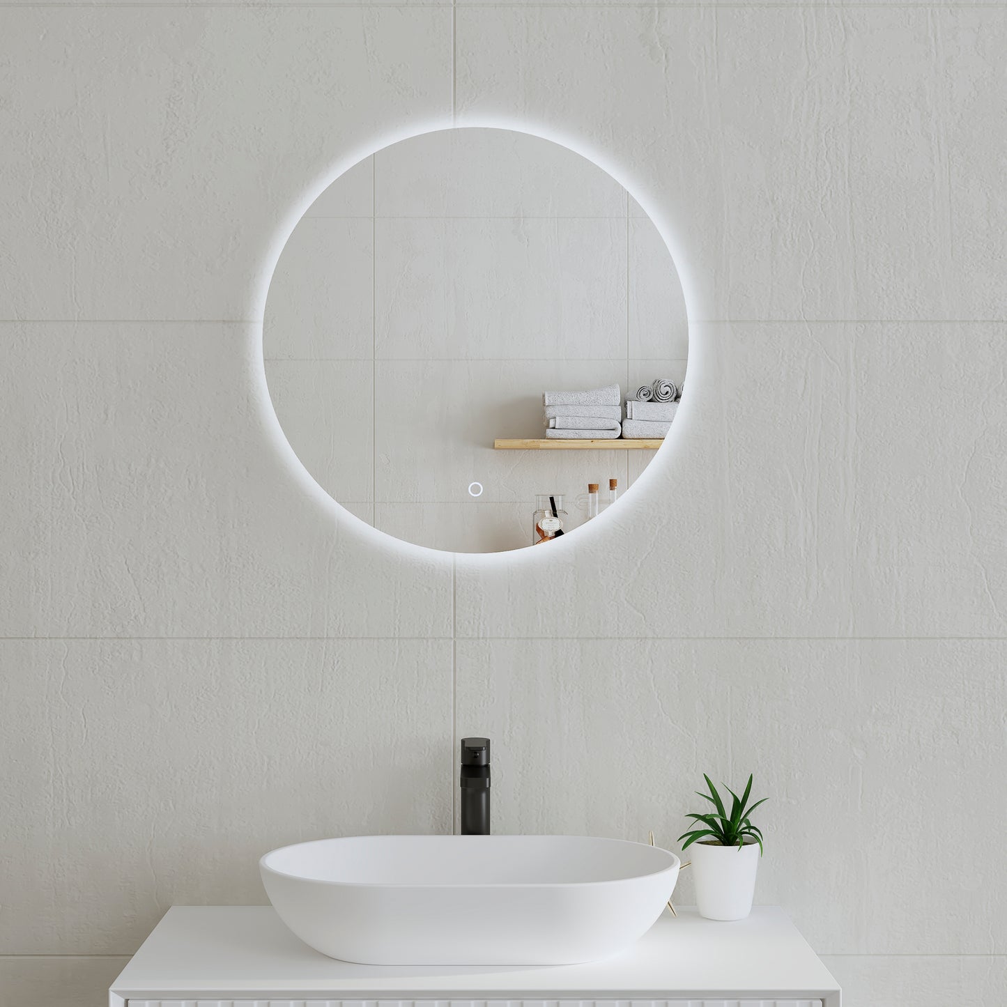 Circa Round 600mm Backlit LED Mirror with Polished Edge and Demister