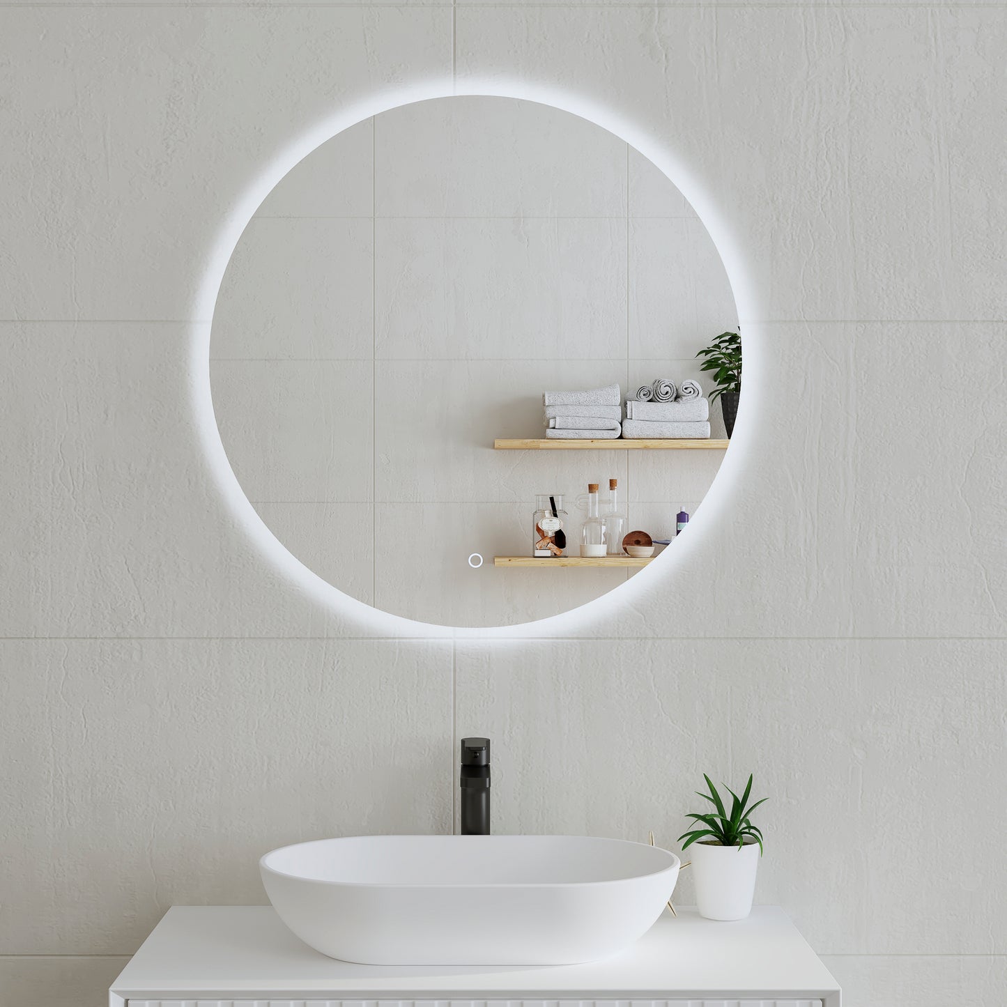 Circa Round 750mm Backlit LED Mirror with Polished Edge and Demister