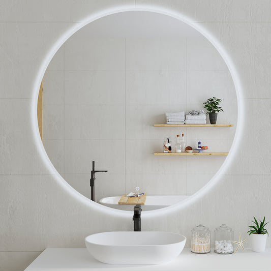 Circa Round 1200mm LED Mirror with Frosted Glass Border and Demister
