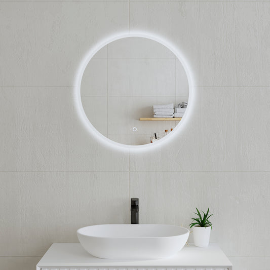 Circa Round 600mm LED Mirror with Frosted Glass Border and Demister