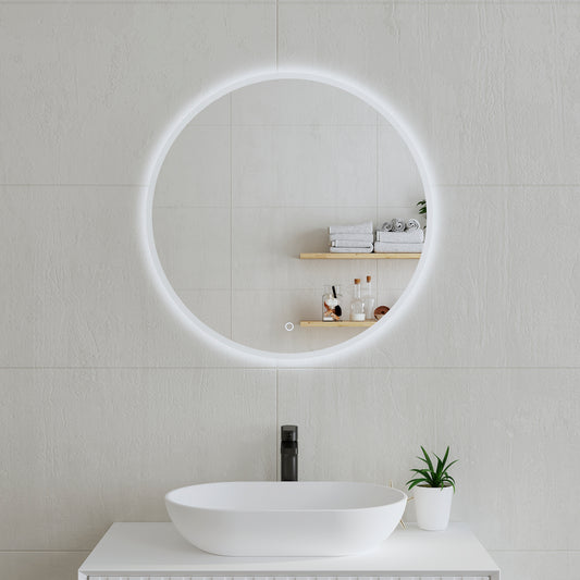 Circa Round 700mm LED Mirror with Frosted Glass Border and Demister