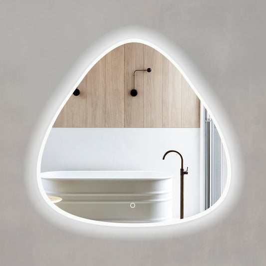 Pearla Drop 800mm LED Mirror with Frosted Glass Border and Demister