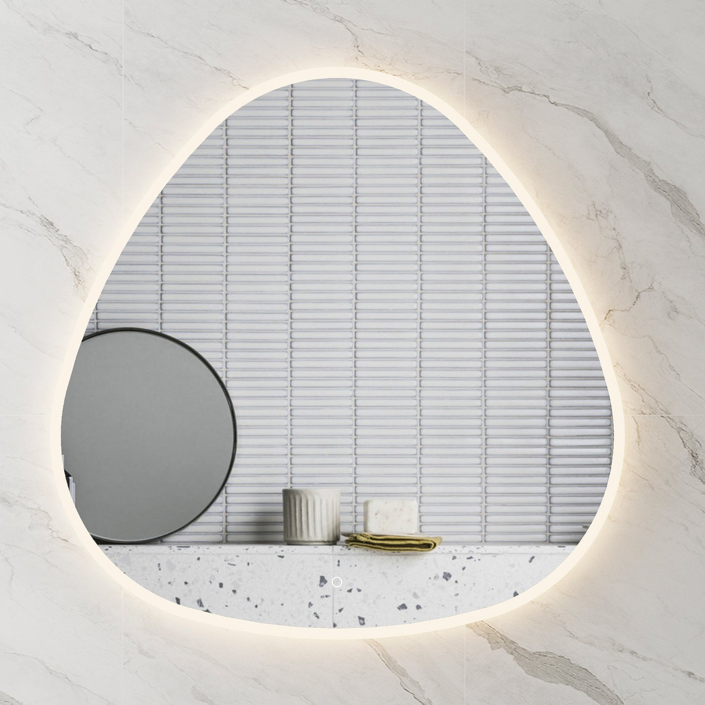 Delphi Egg 1000mm LED Mirror with Frosted Glass Border and Demister