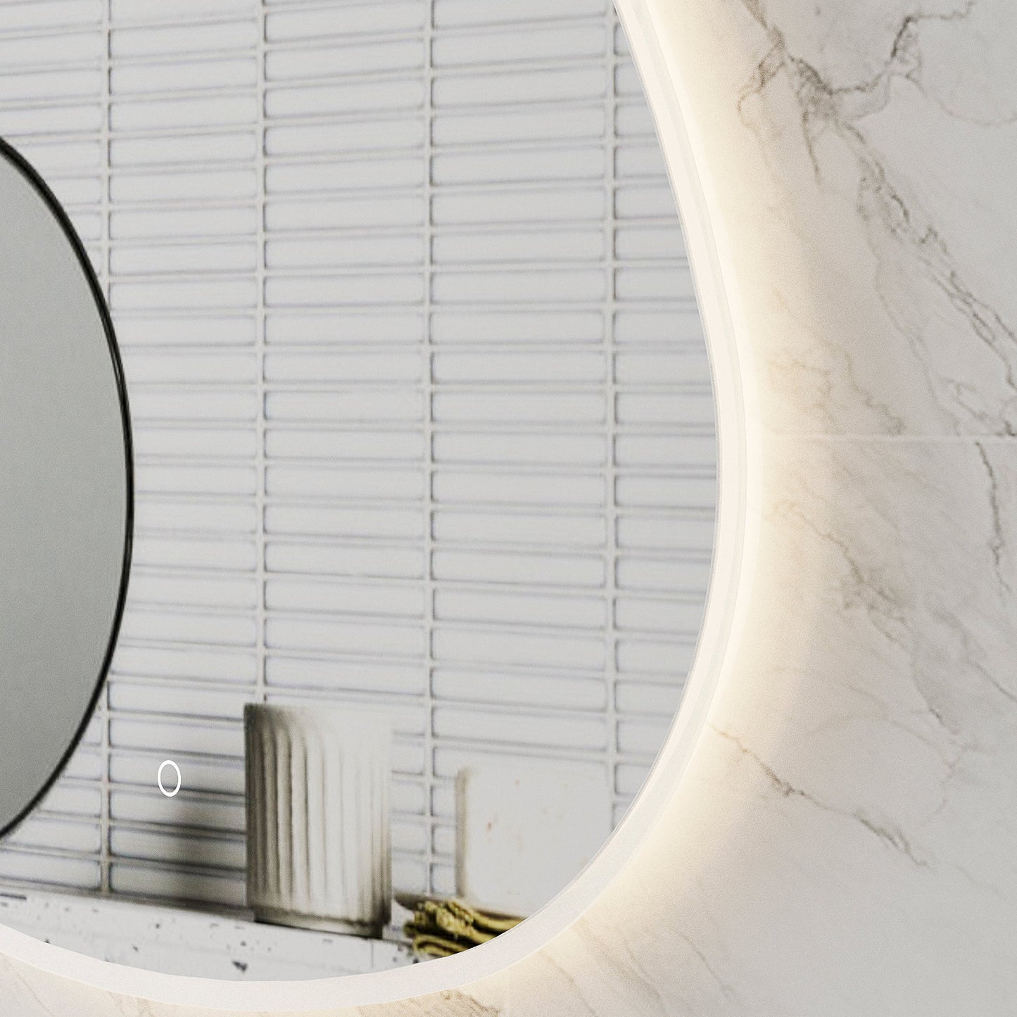 Delphi Egg 1000mm LED Mirror with Frosted Glass Border and Demister