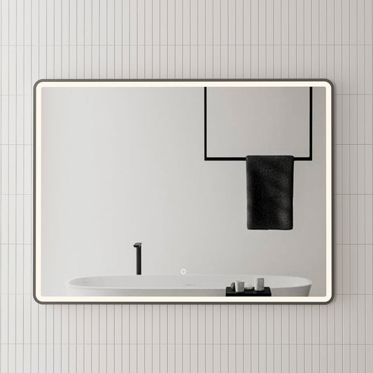 Retti Rectangular 1200mm x 900mm Frontlit LED Mirror with Matte Black Frame and Demister