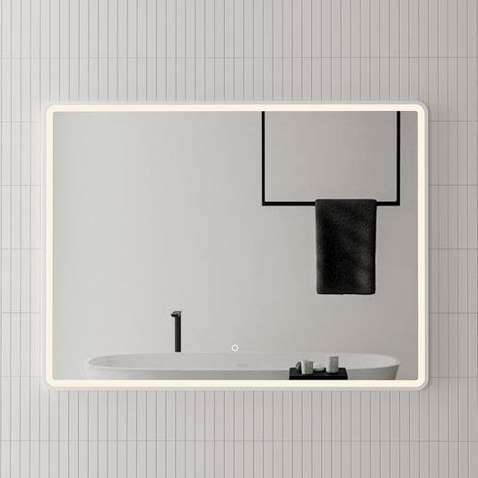 Retti Rectangular 1200mm x 900mm Frontlit LED Mirror with Matte White Frame and Demister