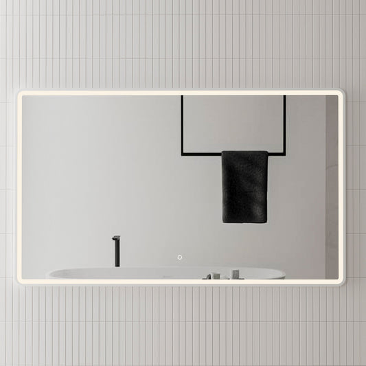 Retti Rectangular 1500mm x 900mm Frontlit LED Mirror with Matte White Frame and Demister