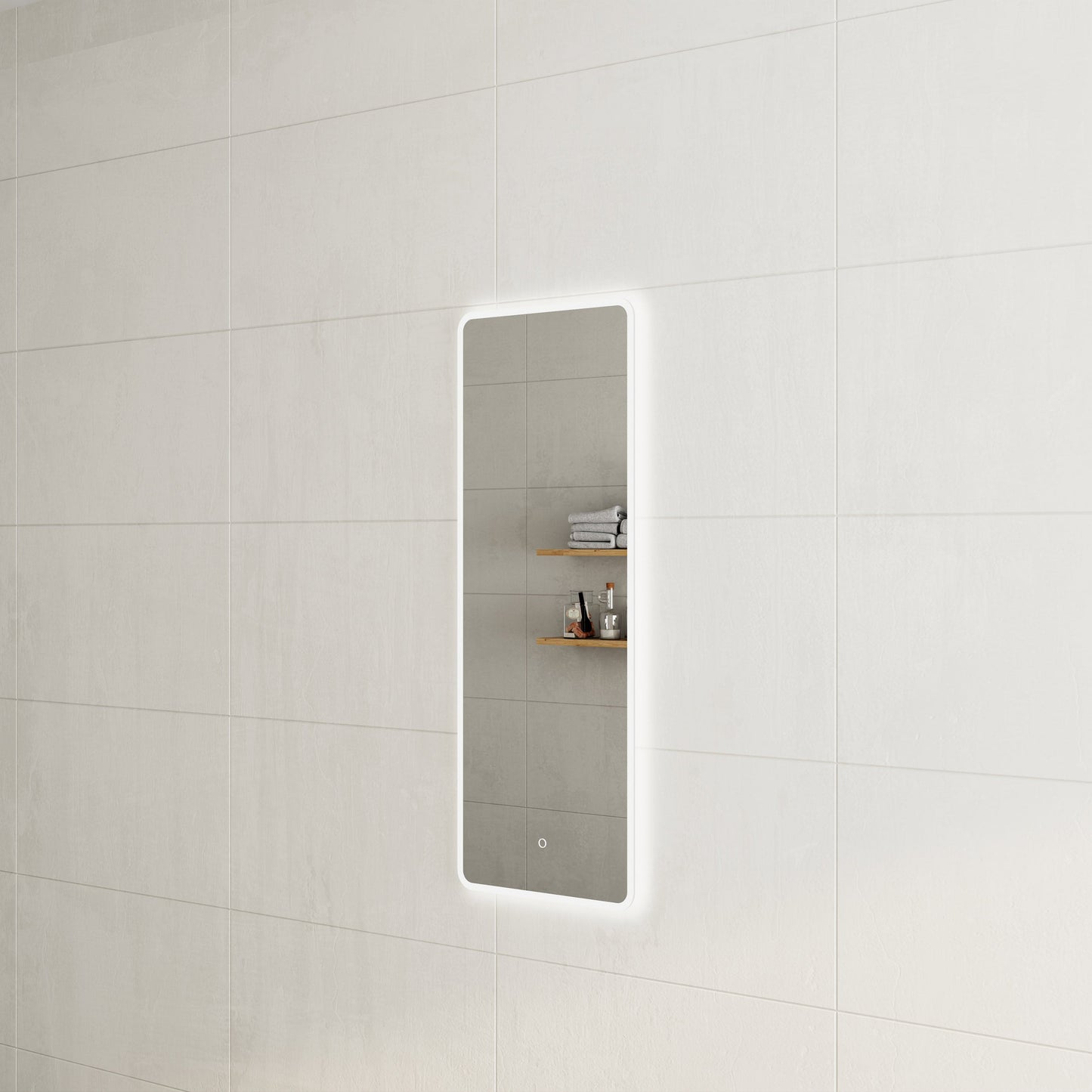 Retti Rectangular 450mm x 1200mm LED Mirror with Frosted Glass Border and Demister