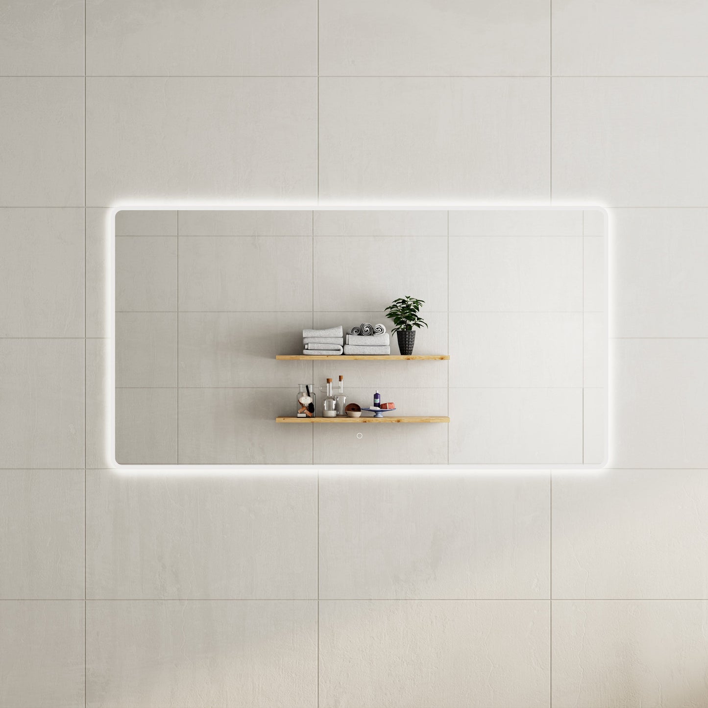 Retti Rectangular 1700mm x 900mm LED Mirror with Frosted Glass Border and Demister