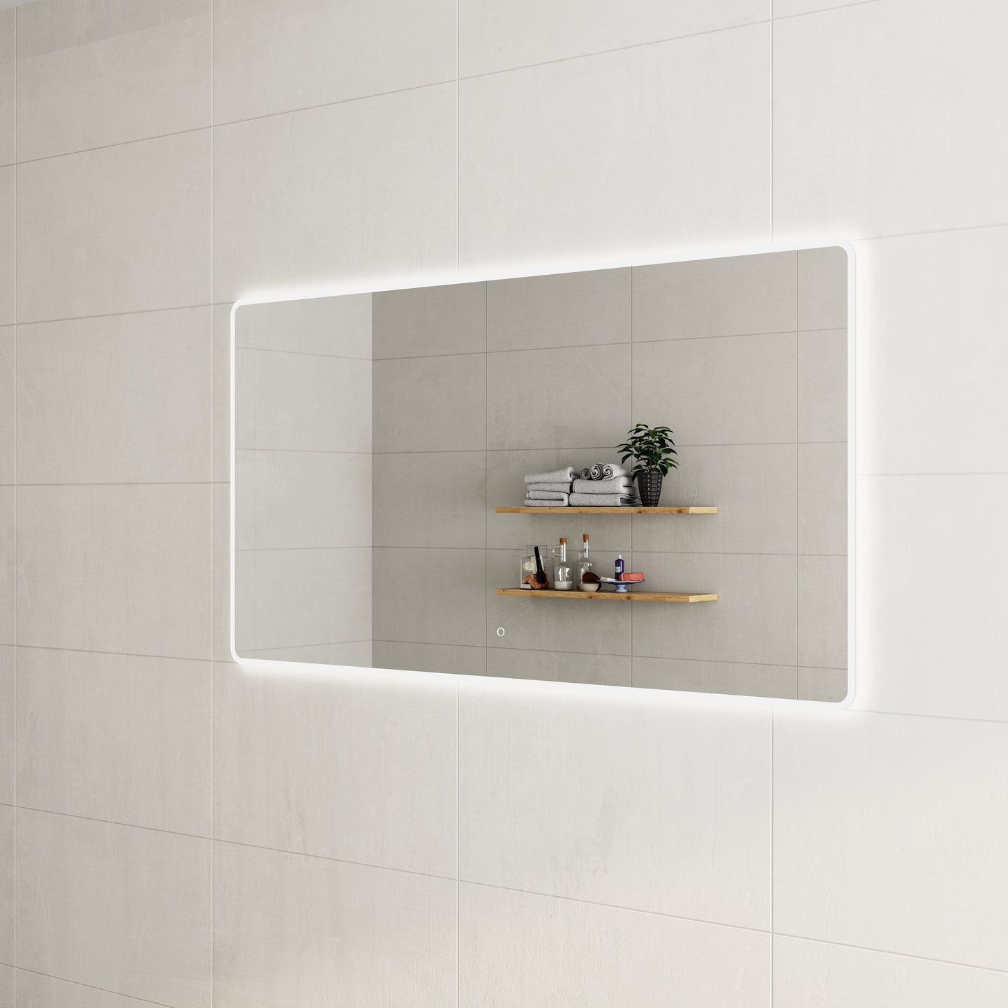 Retti Rectangular 1700mm x 900mm LED Mirror with Frosted Glass Border and Demister