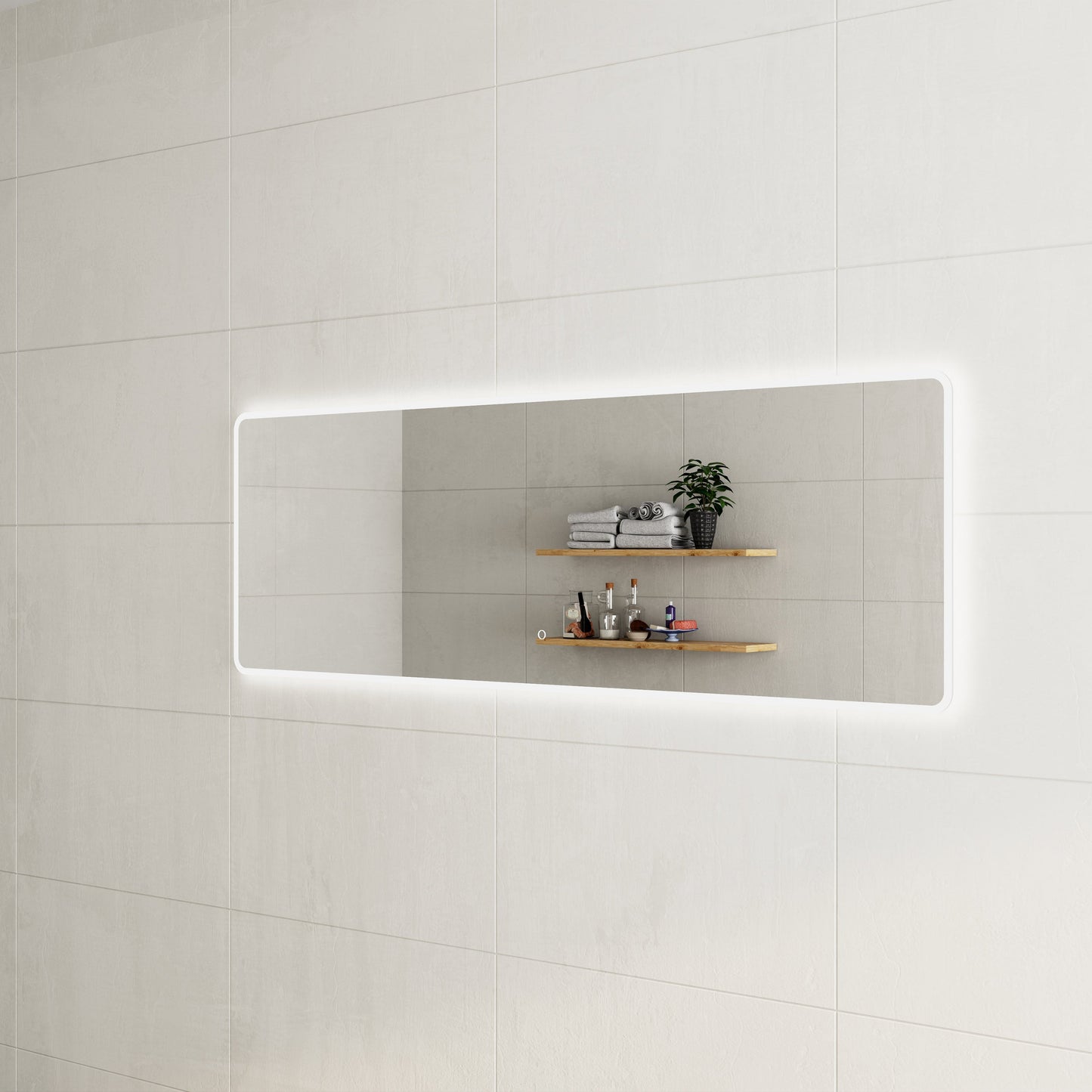 Retti Rectangular 1800mm x 600mm LED Mirror with Frosted Glass Border and Demister