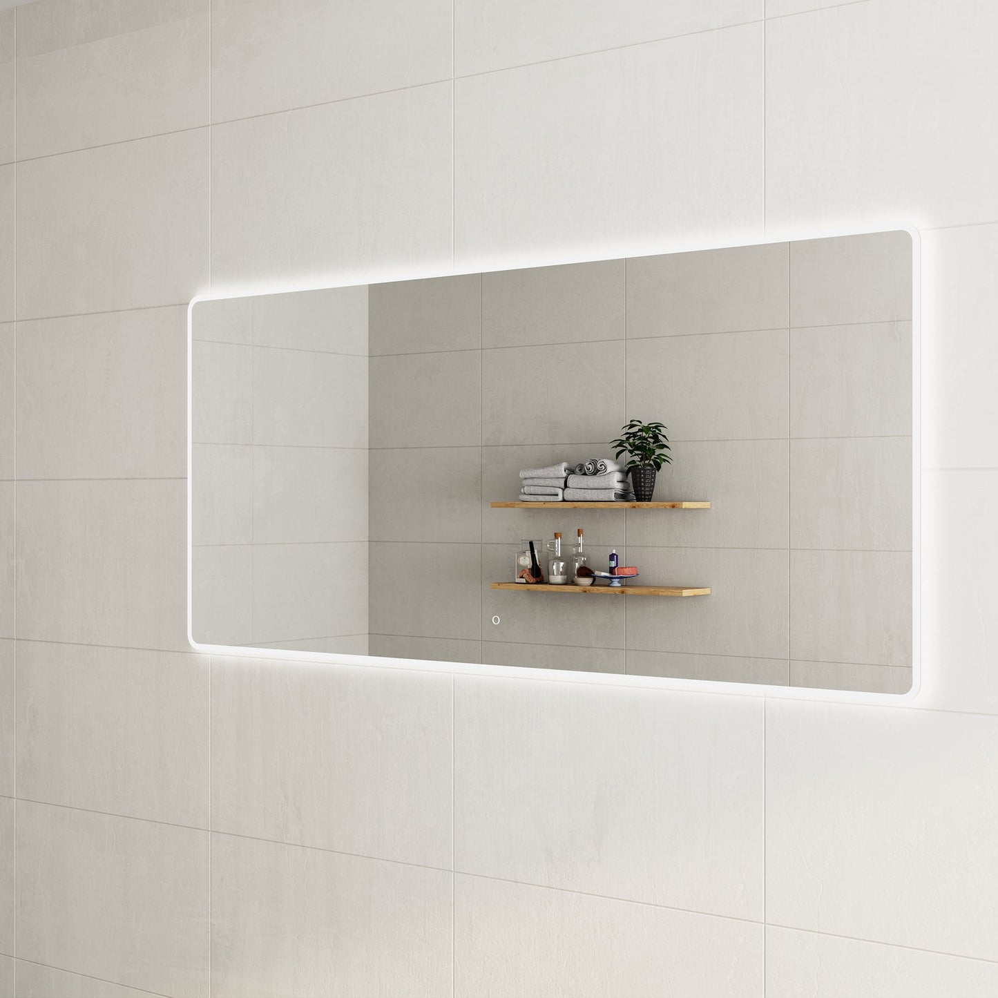 Retti Rectangular 2000mm x 900mm LED Mirror with Frosted Glass Border and Demister