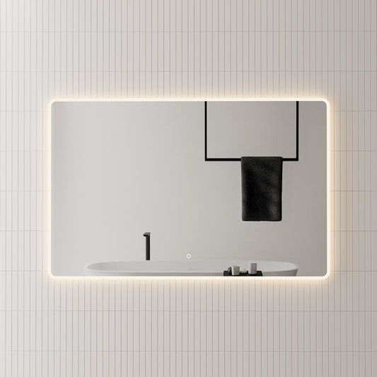 Retti Rectangular 1400mm x 900mm LED Mirror with Frosted Border and Demister