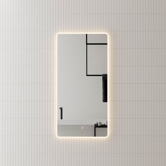 Retti Rectangular 600mm x 1200mm LED Mirror with Frosted Border and Demister