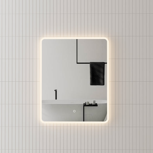 Retti Rectangular 600mm x 750mm LED Mirror with Frosted Border and Demister