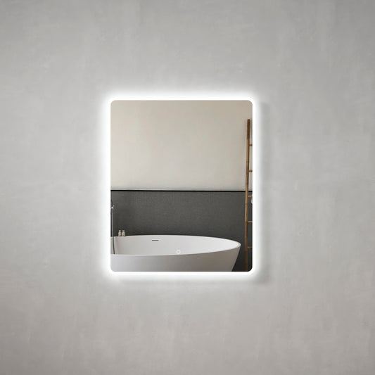 Retti Rectangular 750mm x 900mm LED Mirror with Frosted Border and Demister