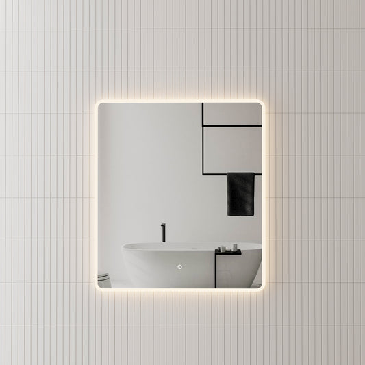 Retti Rectangular 800mm x 900mm LED Mirror with Frosted Border and Demister