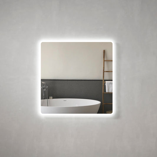Retti Rectangular 900mm x 900mm LED Mirror with Frosted Border and Demister