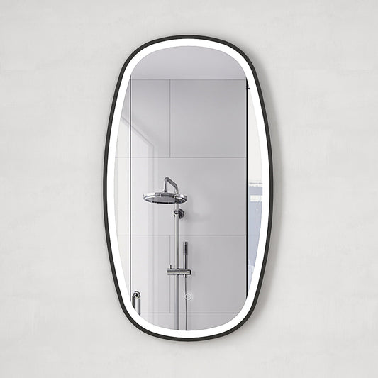 Riri Oblong 500mm x 900mm Frontlit LED Mirror with Matte Black Frame and Demister